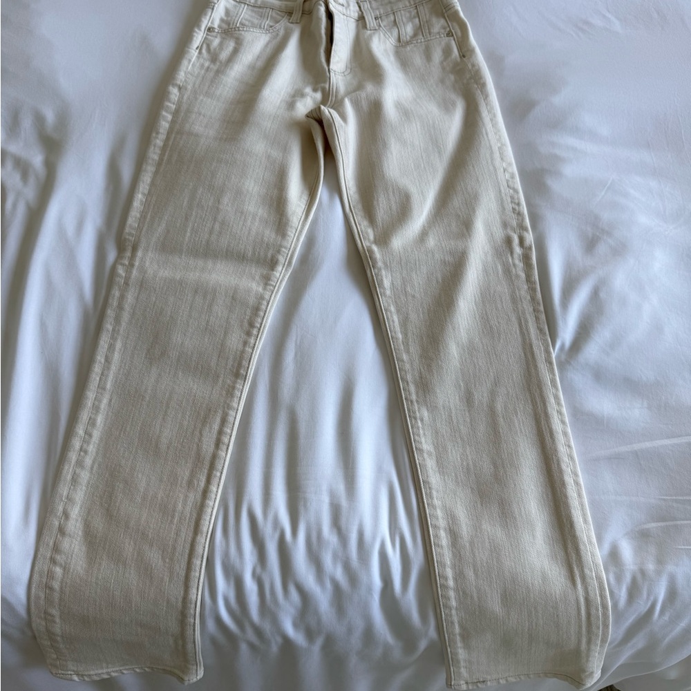 Ag Adriano Goldschmied Cream Straight Leg Jeans